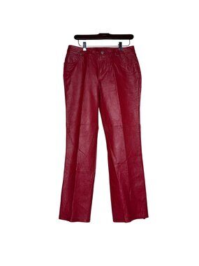 Vintage MetroStyle Red Leather Pants Lined Sz 6P